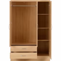Nevada Bedroom Furniture Range - Sonoma Oak Effect - 3 Door 2 Drawer Wardrobe