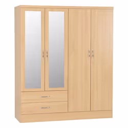 Nevada Bedroom Furniture Range - Sonoma Oak Effect - 4 Door 2 Drawer Wardrobe
