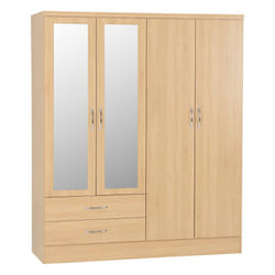 Nevada Bedroom Furniture Range - Sonoma Oak Effect - 4 Door 2 Drawer Wardrobe