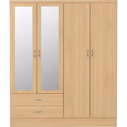 Nevada Bedroom Furniture Range - Sonoma Oak Effect - 4 Door 2 Drawer Wardrobe