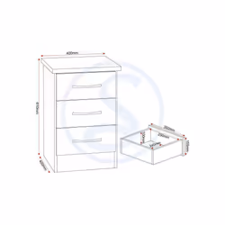 Nevada Bedroom Furniture Range - Sonoma Oak Effect - 3 Drawer Bedside