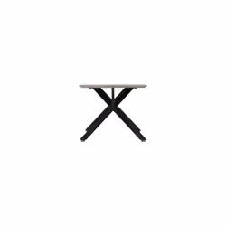 Athens Oval Coffee Table Top Concrete Effect With Black Metal Legs