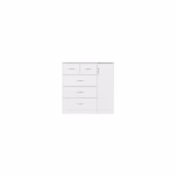 Nevada 5 Drawer 1 Door Low Wardrobe White Gloss Metal Runners Handles