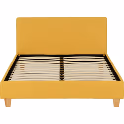Prado 4'6" Bed Mustard Fabric (Mattress  not included)