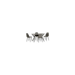 Athens Rectangular MDF/Metal Dining Set Concrete Effect/Black/Grey