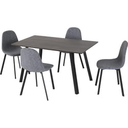 Seconique Berlin Black Dining Table & 4 Grey Fabric Chairs Set
