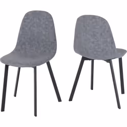 Seconique Berlin Black Dining Table & 4 Grey Fabric Chairs Set