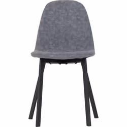 Seconique Berlin Black Dining Table & 4 Grey Fabric Chairs Set