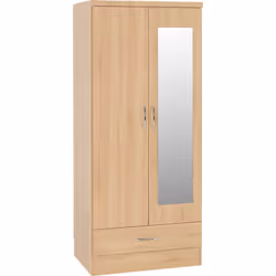 Nevada Bedroom Furniture Range - Sonoma Oak Effect - 2 Door Mirrored Wardrobe