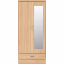 Nevada Bedroom Furniture Range - Sonoma Oak Effect - 2 Door Mirrored Wardrobe