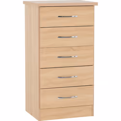 Nevada Bedroom Furniture Range - Sonoma Oak Effect - 5 Drawer Narrow Chest