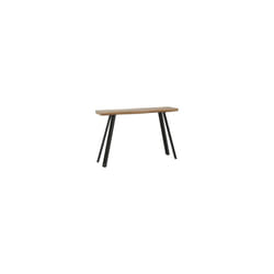 Quebec Wave Edge Console Table Medium Oak Effect Black Metal Legs