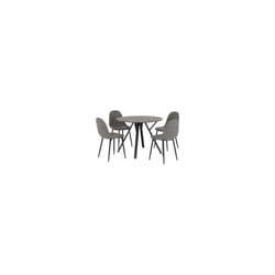 Athens Round Dining Set Concrete Effect- Top Black/Grey Metal legs