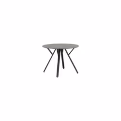 Athens Round Dining Table Concrete Effect Top Black Metal legs