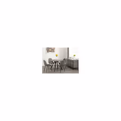 Athens Round Dining Table Concrete Effect Top Black Metal legs