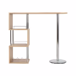 Charisma Home Bar Table with 3 Shelves - Light Sonoma Oak & Chrome