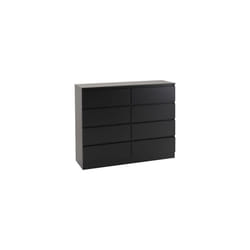 Malvern 8 Drawer Chest of Drawers in Black Finish Recessed Handles Metal Runners
