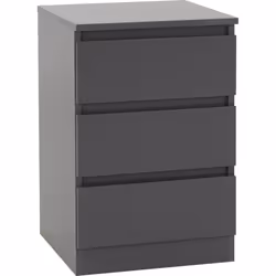 Malvern 3 Drawers Bedside in Black/Grey/White/Oak - Grey