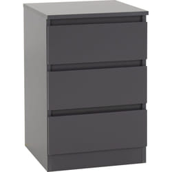Malvern 3 Drawers Bedside in Black/Grey/White/Oak - Grey