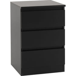 Malvern 3 Drawers Bedside in Black/Grey/White/Oak - Black