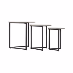 Athens Round Nest of Tables Concrete Effect/Black