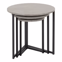 Athens Round Nest of Tables Concrete Effect/Black - Additional view 5