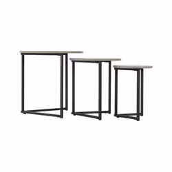 Athens Round Nest of Tables Concrete Effect/Black - Additional view 6