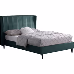 Seconique Amelia 4'6" Bed in Green Velvet Fabric - Double