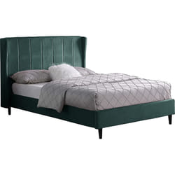 Seconique Amelia 4'6" Bed in Green Velvet Fabric - Double
