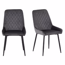Avery LUXE Grey Velvet Dining Chair x2 Velvet Fabric Priced per Pair