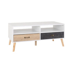 Nordic 2 Drawer Coffee table White/Distressed Effect - Metal Handles