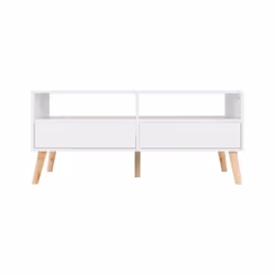 Nordic 2 Drawer Coffee table White/Distressed Effect - Metal Handles