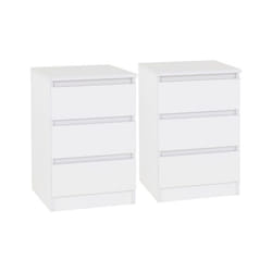 Pair of 2 x Malvern 3 Drawer Bedside Cabinets in White Finish