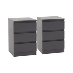 Pair of 2 x Malvern 3 Drawer Bedside in Grey Finish