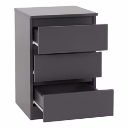 Pair of 2 x Malvern 3 Drawer Bedside in Grey Finish