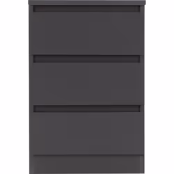 Pair of 2 x Malvern 3 Drawer Bedside in Grey Finish