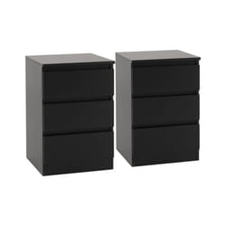 Pair of 2 x Malvern 3 Drawer Bedside in Black Finish