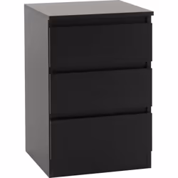 Pair of 2 x Malvern 3 Drawer Bedside in Black Finish