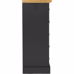 Toledo 5 Drawer Narrow Chest of Drawers Grey and Oak Effect Veneer Metal Runners
