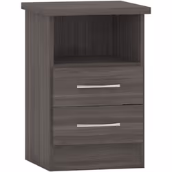Nevada Bedside 2 Drawer in Black Wood Grain Effect Metal Runners Handles