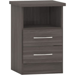 Nevada Bedside 2 Drawer in Black Wood Grain Effect Metal Runners Handles