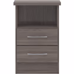 Nevada Bedside 2 Drawer in Black Wood Grain Effect Metal Runners Handles