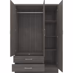 Nevada 3 DOOR 2 DRAWER MIRRORED WARDROBE Black Wood Grain