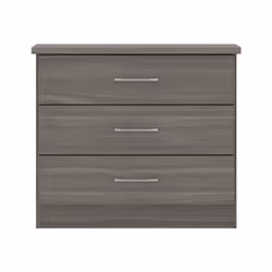 Nevada 3 Drawer Chest of Drawers Black Wood Grain Effect Metal Runners Handles
