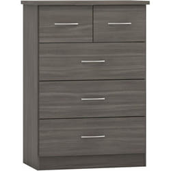Nevada 3 +2 Drawer Chest of Drawers Black Wood Grain Effect