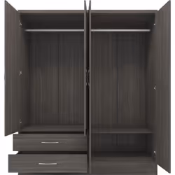 Nevada 4 Door 2 Drawer Mirrored Wardrobe in Black Wood Grain Effect Finish