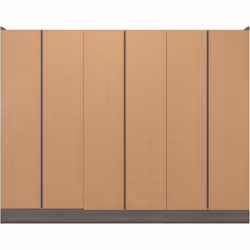Nevada 6 Door 2 Drawer Mirrored Wardrobe Black Grain Effect Finish Hanging Rail