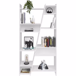 Naples Tall 11 Shelf Space Bookcase Shelving Display Unit - White