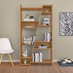Naples Tall 11 Shelf Space Bookcase Shelving Display Unit - Oak Effect