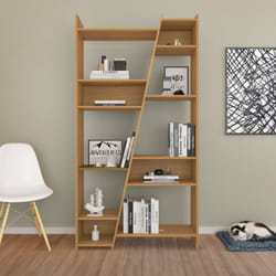Naples Tall 11 Shelf Space Bookcase Shelving Display Unit - Oak Effect